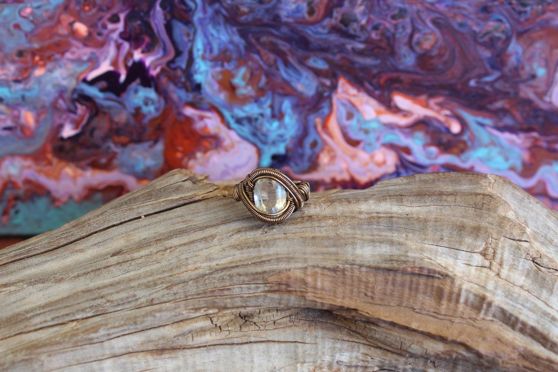 Draht Umwickelt Hochwertige Facettierte Citrin Ring Draht Umwickelt Hochwertige Facettierte Citrin Ring von MoonGoddessVibes