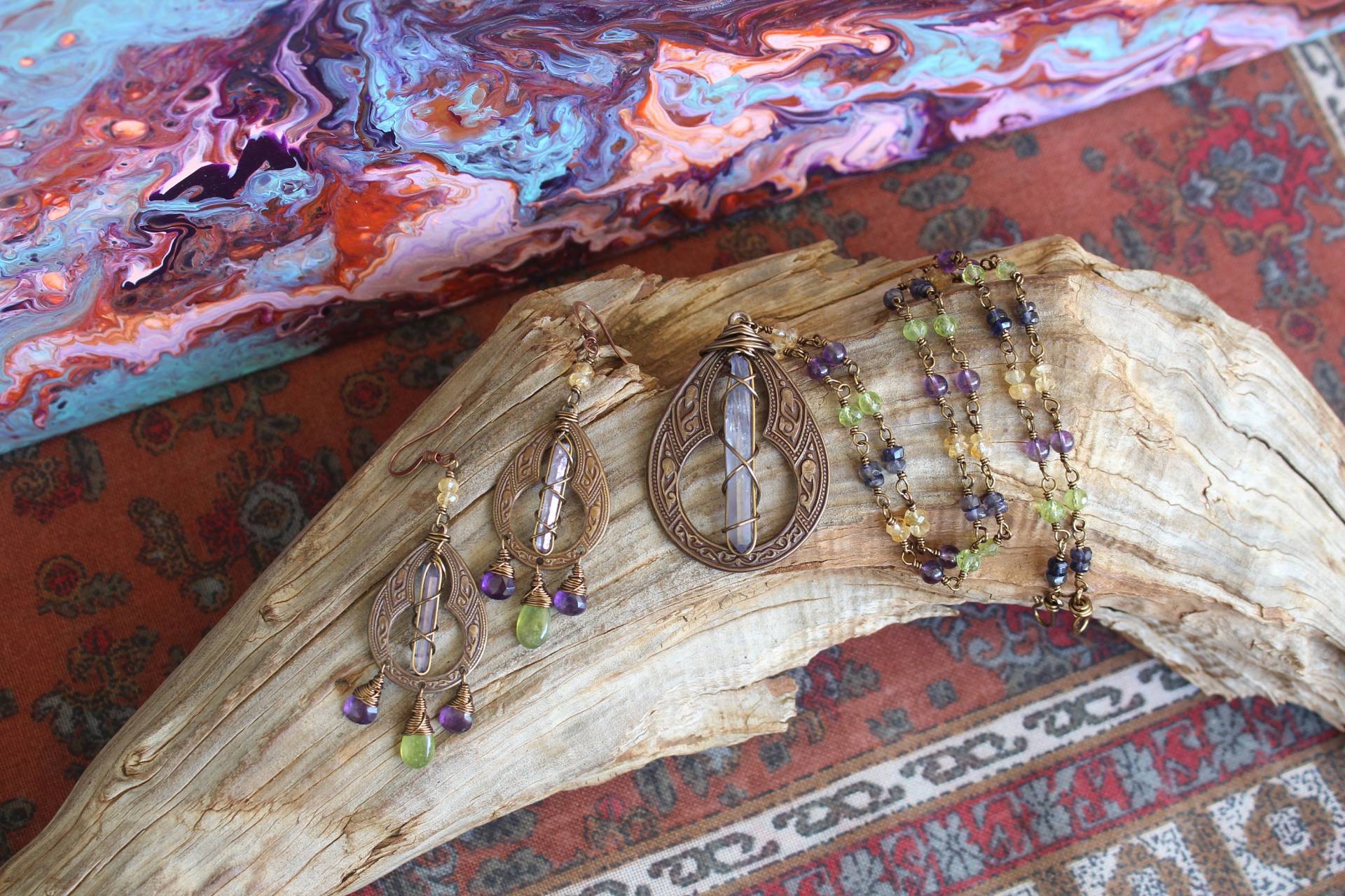 Tanzanit-Schmuck-Set Mit Citrin, Amethyst, Peridot & Iolith Tanzanit-Schmuck-Set Mit Citrin, Amethyst, Peridot & Iolith von MoonGoddessVibes