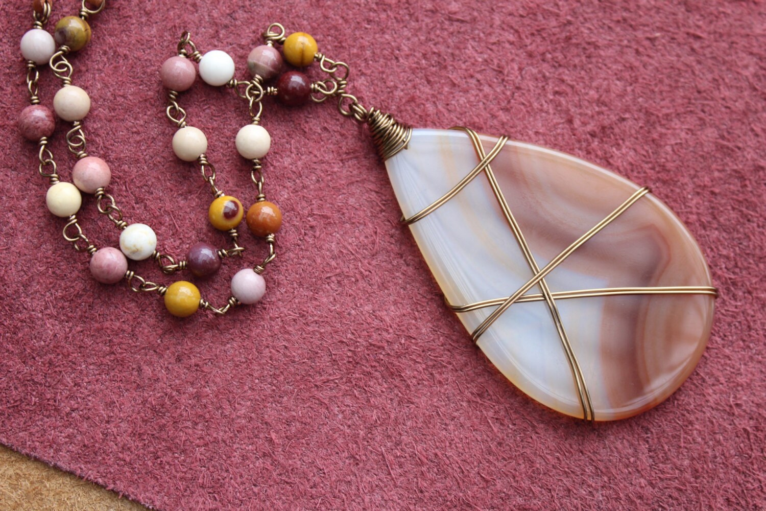Tropfenförmige Achat Halskette Mit Mookait Jaspis Tropfenförmige Achat Halskette Mit Mookait Jaspis von MoonGoddessVibes