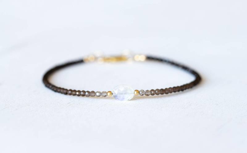 Rauchquarz Armband Mit Regenbogen Mondstein von MoonLabJewelry