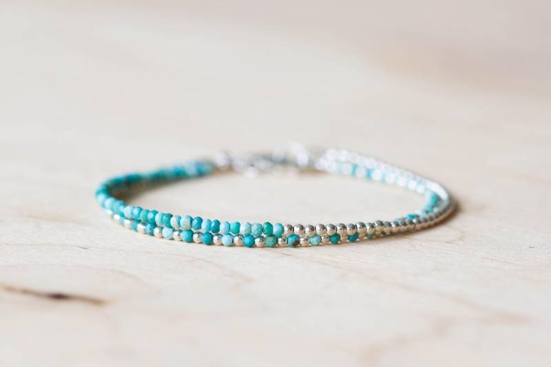 Zartes Türkis Armband Set Arizona Mit Sterling Silber, Gelb Oder Roségold Filled von MoonLabJewelry