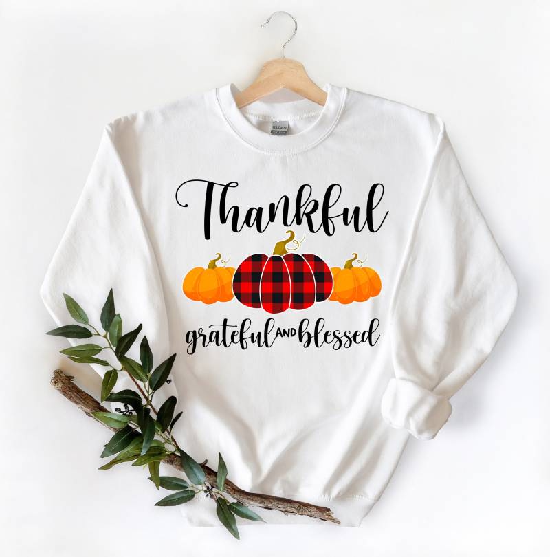 Dankbares, Dankbares Und Gesegnetes Sweatshirt, Herbst-Sweatshirts, Herbst-Shirts, Thanksgiving-Shirts, Herbst-Langarm-Shirt Für Frauen von MoonLightByEllen