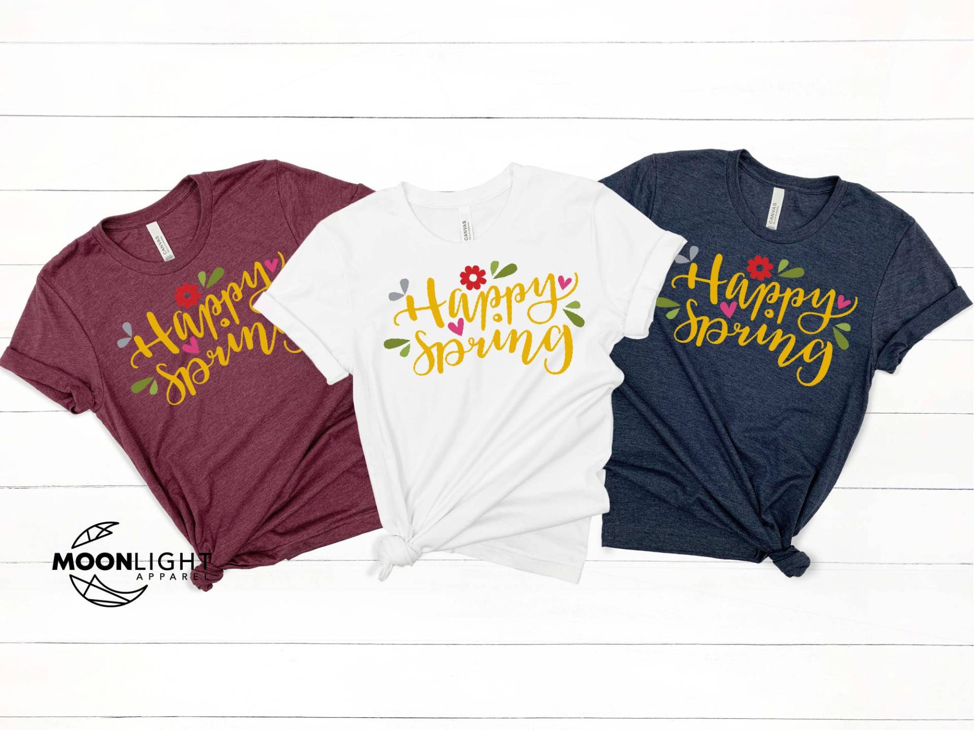 Happy Spring Shirt, Hallo Frühling Kleidung, T-Shirt, Süße Shirts Für Frauen, Frauen Shirts von MoonLightByEllen