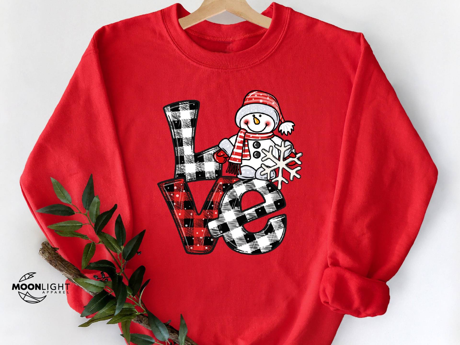 Liebe Weihnachten Sweatshirt, Langarm, Winter Süße Pullover Für Frauen, Schneemann Pullover, Sweatshirt von MoonLightByEllen