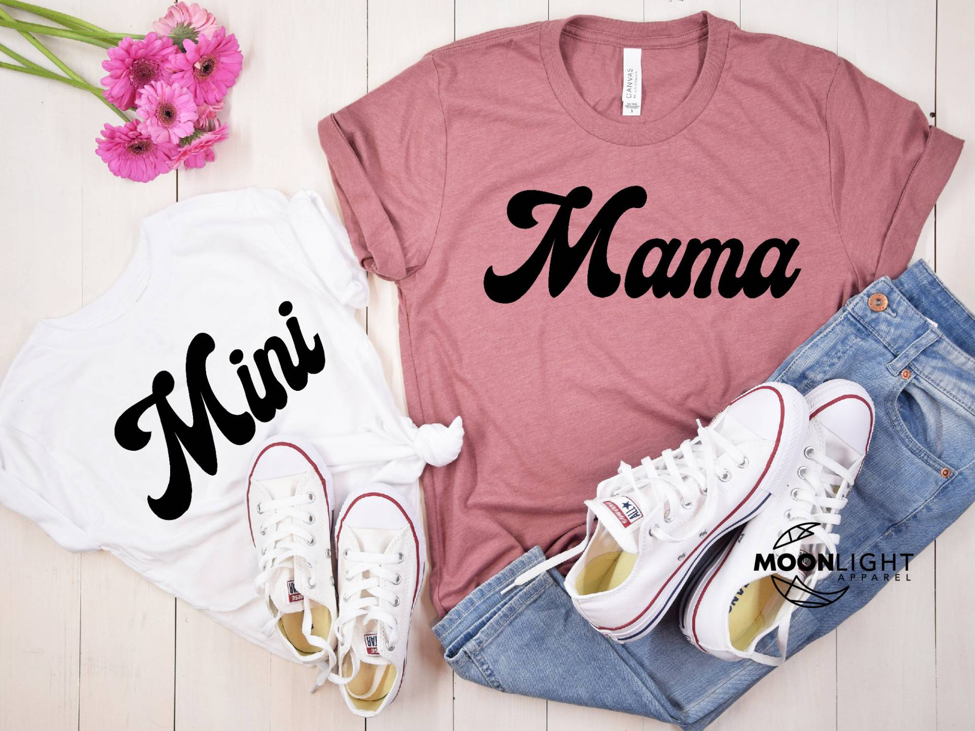 Retro Mama Und Mini Shirts, Ich Passendes Shirt, Neue Mutter Geschenk, Baby von MoonLightByEllen