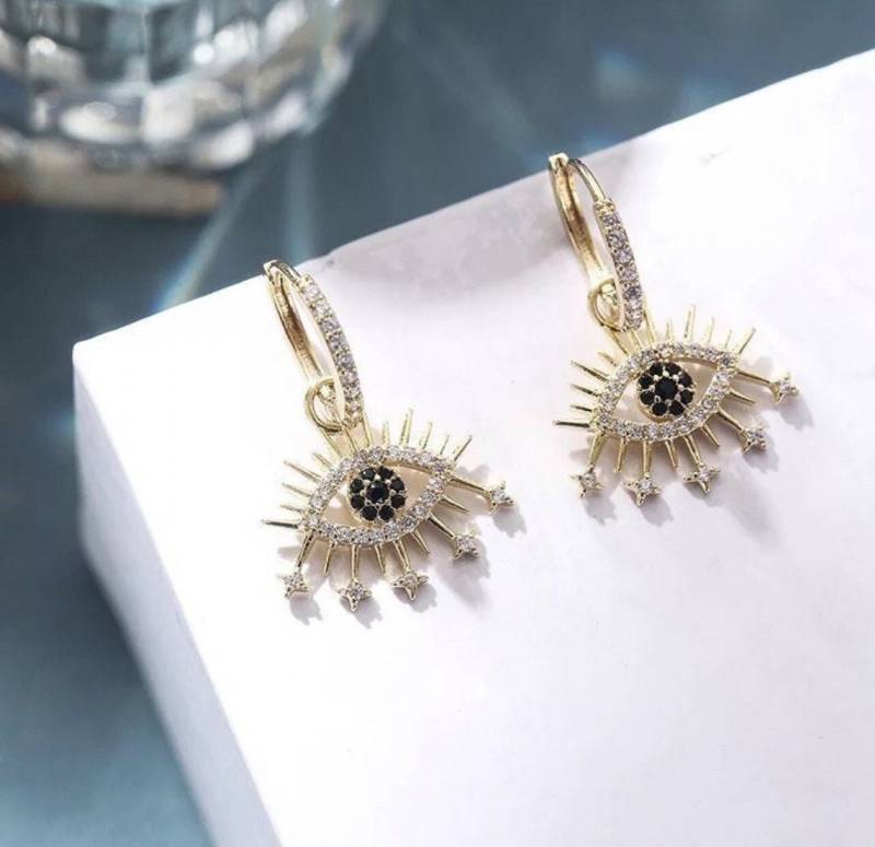 Evil Eye Earring With Cubic Zirconia | Charm Protection Earrings 18K Gold Jewelry Lucky Evil Eye Earring With Cubic Zirconia | Charm Protection Earrings 18K Gold Jewelry Lucky von MoonMadeDe