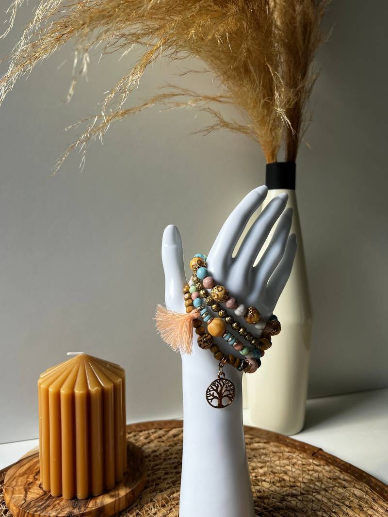 Wooden Bohemian Bracelet Set With Metal Charms | 4 Pieces Boho Mala Bracelets Stacking & Hippie Style Wooden Bohemian Bracelet Set With Metal Charms | 4 Pieces Boho Mala Bracelets Stacking & Hippie Style von MoonMadeDe