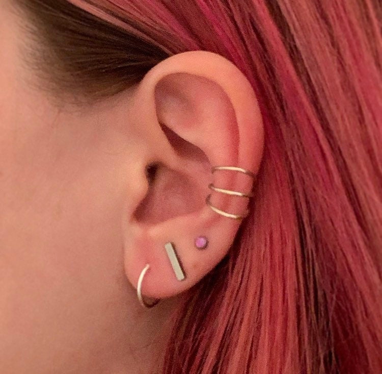 Ear Cuff Wire Wrapped 3 Hoop Piercing Look Erhältlich in Silber, Messing Und Gold . Keine Knorpel/Conch von MoonMagicMakings