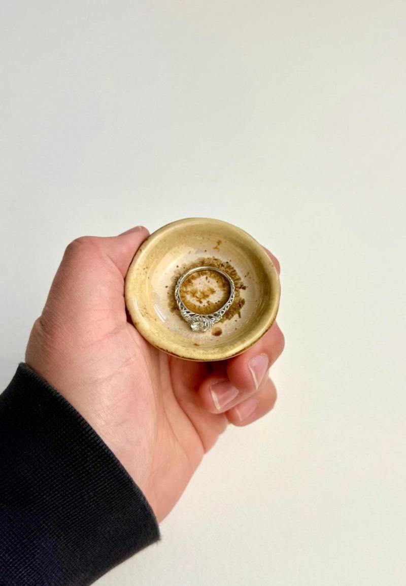 Micro Champagner Kristall Winzigen Ringschale Schmuck Tablett Ringhalter Verlobung Geschenk von MoonMoonCeramics