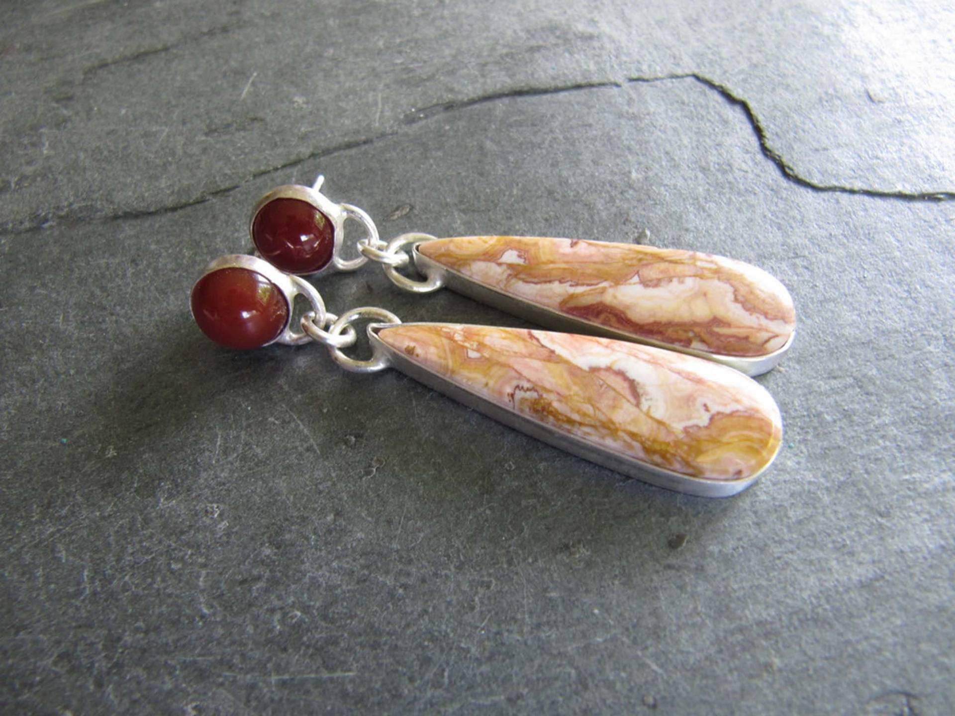 Ohrringe Von Rosetta Stein Und Karneol in Sterling Silber Ohrringe Von Rosetta Stein Und Karneol in Sterling Silber von MoonSilverStudio