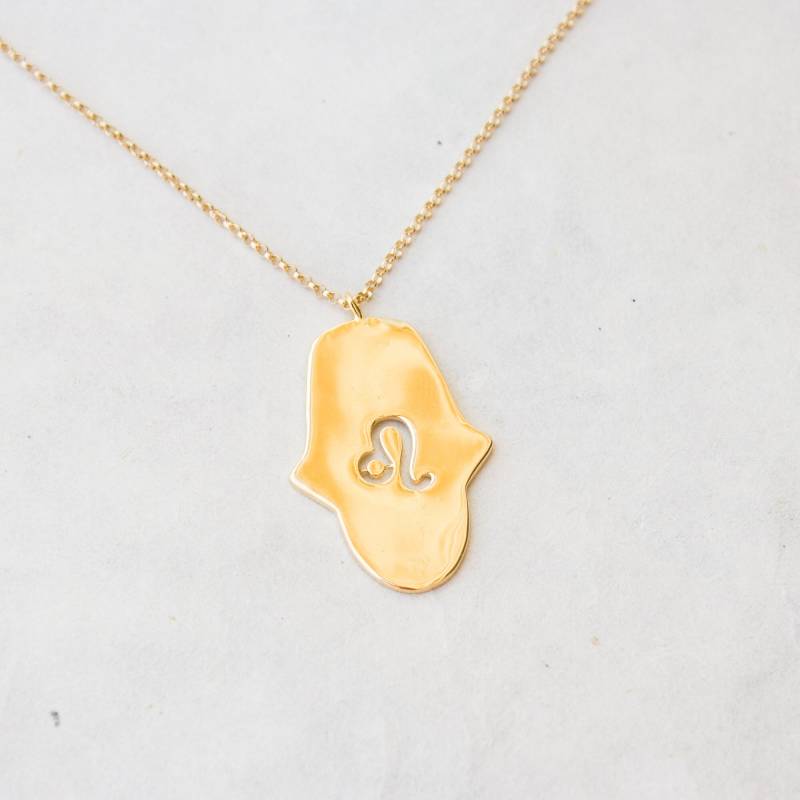 sternzeichen Hamsa Halskette 14K Vergoldeter Evil Eye Anhänger von MoonStarRising