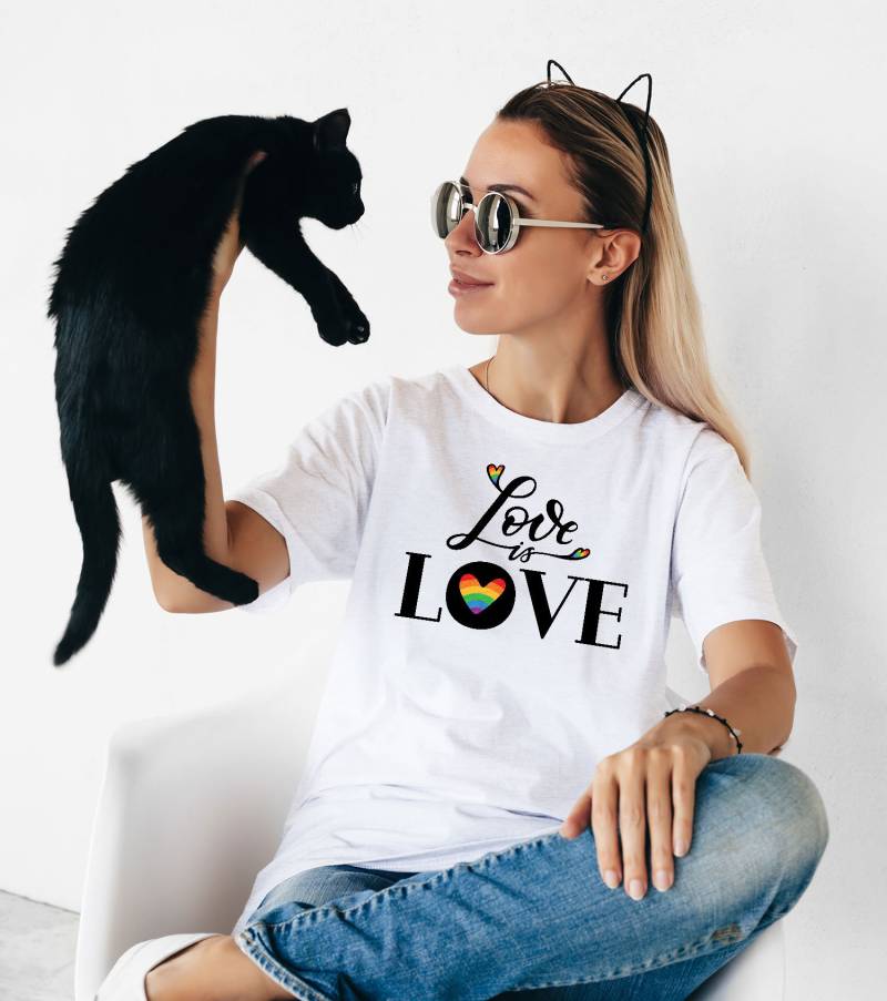 Liebe Ist Tshirt/Lgbt Bekleidung Baumwolle Kleidung Schwarz Weiß Grau Tshirt Regenbogen Unisex Erwachsenen Lesben Gay Shirt Pinterest Merch von MoonStyleStudio