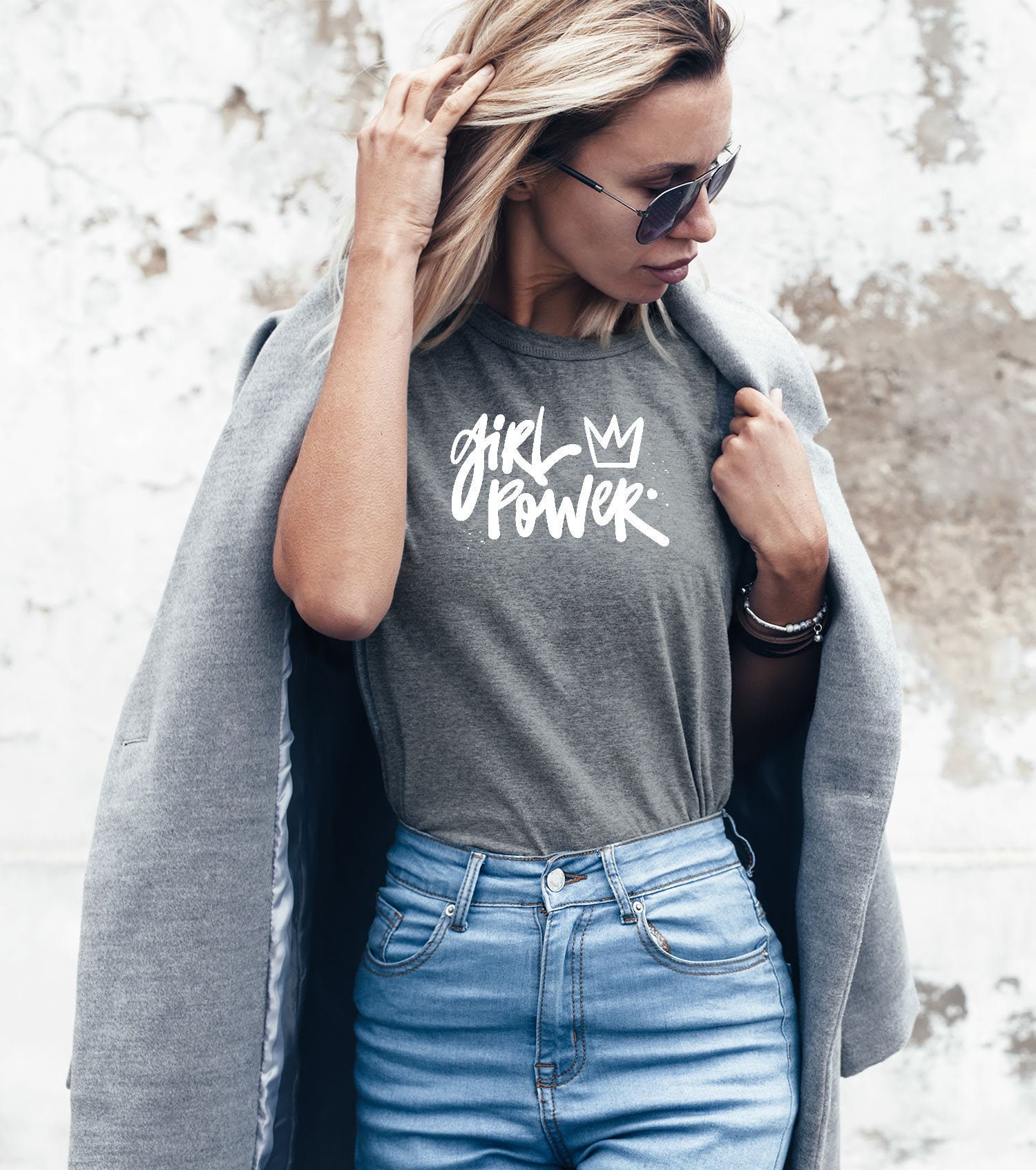 Mädchen Power Tshirt Kleidung Baumwolle Schwarz Weiß Grau Tshirt Feminismus Bekleidung Grl Pwr Unisex Erwachsenen Frauen Shirt Pinterest Merch von MoonStyleStudio