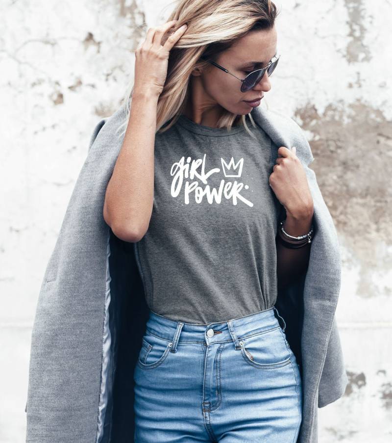 Mädchen Power Tshirt Kleidung Baumwolle Schwarz Weiß Grau Tshirt Feminismus Bekleidung Grl Pwr Unisex Erwachsenen Frauen Shirt Pinterest Merch von MoonStyleStudio