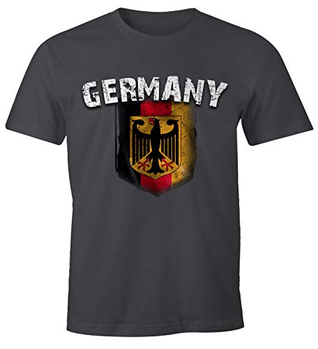 Cooles Herren Fußball WM EM T-Shirt Deutschland Flaggen Design Vintage Look dunkelgrau L von MoonWorks