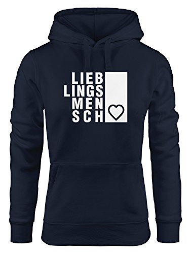 Damen Hoodie Lieblingsmensch, Sweatshirt mit Kapuze, Kapuzenpullover Neverless® Navy L von MoonWorks