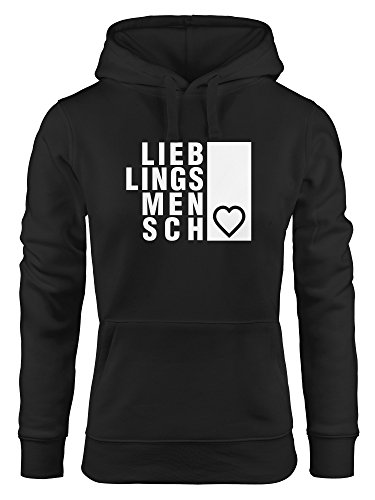 Damen Hoodie Lieblingsmensch, Sweatshirt mit Kapuze, Kapuzenpullover Neverless® schwarz L von MoonWorks