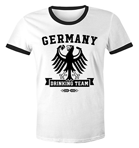 Lustiges Herren WM-Shirt Fußball Deutschland Germany Drinking Team 2018 Retro weiß-schwarz XL von MoonWorks