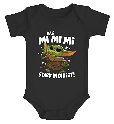 MoonWorks® Baby Body Das Mimimi stark in dir ist.Parodie Yoda lustiger Spruch Jungen Mädchen Bio-Baumwolle schwarz 6-12 Monate von MoonWorks