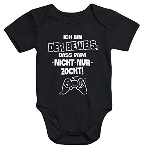 MoonWorks Baby Body Ich Bin der Beweis das Papa Nicht nur zockt Gamer Nerd Zocker Daddeln Baby Body,-3 Monate, Zocker Beweis 2 Schwarz von MoonWorks