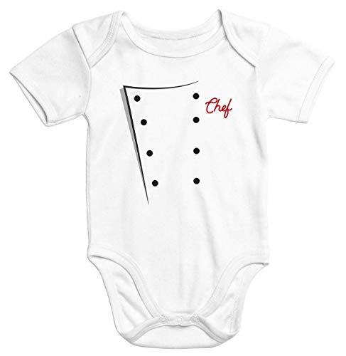 MoonWorks® Baby Body Kostüm Koch Kochjacke Fasching Karneval Faschingskostüme Baby weiß 3-6 Monate von MoonWorks