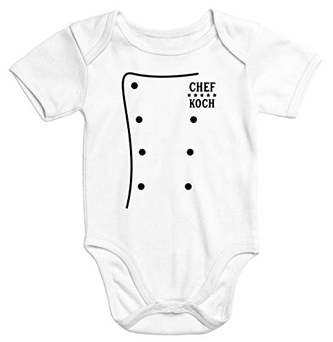 MoonWorks® Baby Body Kostüm Koch Kochjacke Fasching Karneval lustig weiß 6-12 Monate von MoonWorks