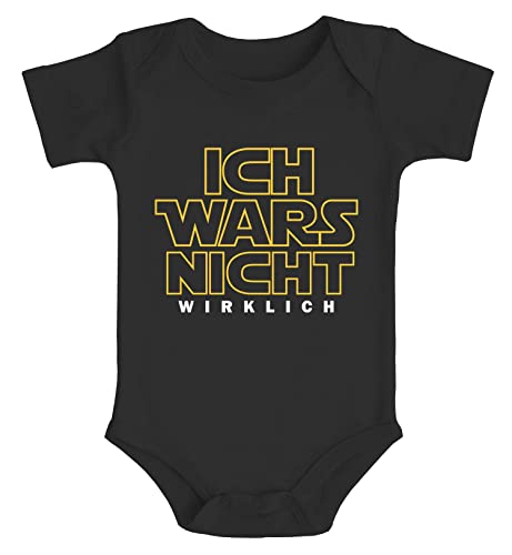 MoonWorks® Baby Body Kurzarm Ich Wars Nicht wirklich lustige Sprüche Sternenkrieg Parodie Bio-Baumwolle Jungen & Mädchen schwarz 12-18 Monate von MoonWorks