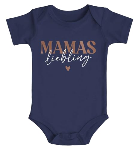 MoonWorks® Baby Body Mamas Liebling Herz Geschenk Muttertag Bio-Baumwolle Jungen & Mädchen Navy 3-6 Monate von MoonWorks