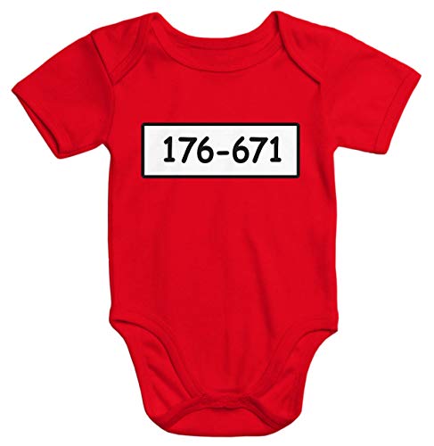 MoonWorks® Baby Body Panzerknacker Karneval Fasching lustig Bio-Baumwolle dunkel-rot 6-12 Monate von MoonWorks
