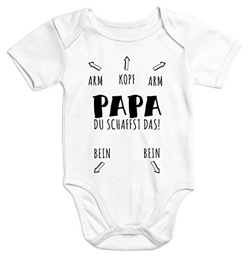 MoonWorks® Baby Body Papa du schaffst das Kurzarm lustiger Bio-Baumwolle Junge Mädchen weiß 3-6 Monate von MoonWorks