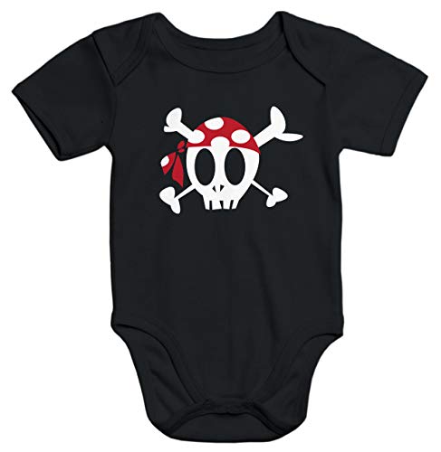 MoonWorks® Baby Body Pirat Skull Jolly Roger Piratenkostüm Fasching Karneval lustig Baby schwarz-rot 12-18 Monate von MoonWorks