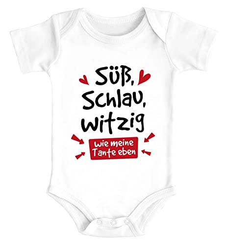 MoonWorks® Baby Body Tante Sprüche lustig Süß Schlau Witzig Wie Meine Tante eben Bio-Baumwolle Jungen & Mädchen weiß 12-18 Monate von MoonWorks