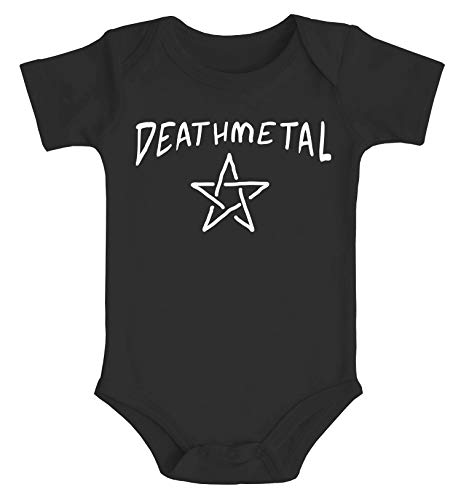 MoonWorks® Baby Body lustig Aufschrift Deathmetal Pentagramm Geschenk für Neugeborene und Babys schwarz 6-12 Monate von MoonWorks