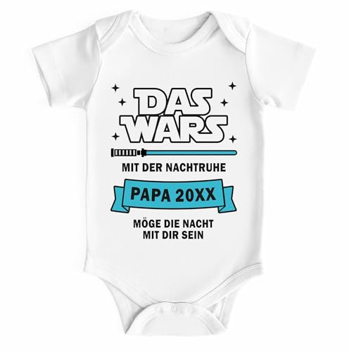 MoonWorks® Baby Body mit Spruch Das Wars mit der Nachtruhe lustige Geschenke zum ersten Vatertag personalisiert Geburtsjahr Weiss 0-3 Monate von MoonWorks