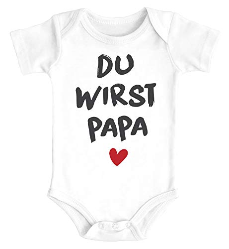 MoonWorks® Baby Body mit Spruch Du wirst Papa Herz Geschenk Schwangerschaft verkünden Bio-Baumwolle weiß 0-3 Monate von MoonWorks