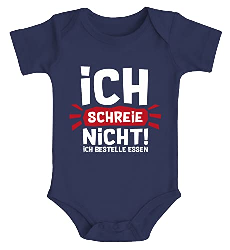 MoonWorks® Baby Body mit Spruch Ich Schreie Nicht ich bestelle Essen lustige Spüche Bio-Baumwolle Jungen & Mädchen Navy 0-3 Monate von MoonWorks