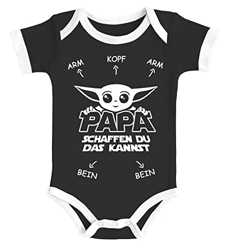 MoonWorks® Baby Body mit Spruch Papa du schaffst das lustiges Geschenk für Väter Bio-Baumwolle Jungen & Mädchen schwarz-weiß 0-3 Monate von MoonWorks