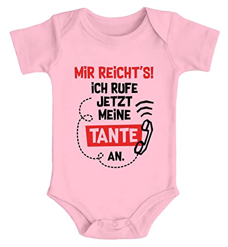 MoonWorks® Baby Body mit Spruch Tante lustig Mir reichts ich Rufe jetzt Meine Tante an Bio-Baumwolle Jungen & Mädchen rosa 0-3 Monate von MoonWorks