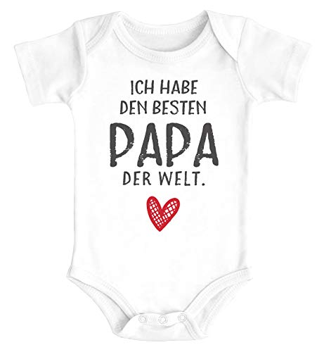 MoonWorks® Baby Body mit Spruch ich Habe den besten Papa der Welt Geschenk Geburtstag Bio-Baumwolle Jungen & Mädchen weiß 12-18 Monate von MoonWorks