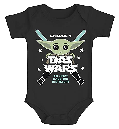 MoonWorks® Baby Body mit Spruch lustig Episode 1 Das Wars Jetzt Habe ich die Macht Yoda Parodie Jungen & Mädchen schwarz 12-18 Monate von MoonWorks