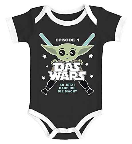 MoonWorks® Baby Body mit Spruch lustig Episode 1 Das Wars Jetzt Habe ich die Macht Yoda Parodie Jungen & Mädchen schwarz-weiß 12-18 Monate von MoonWorks