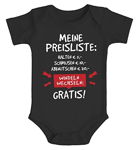 MoonWorks® Baby Body mit Spruch lustig Meine Preisliste Bio-Baumwolle Jungen & Mädchen schwarz 12-18 Monate von MoonWorks