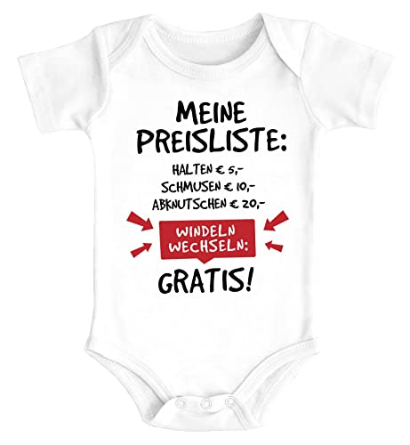 MoonWorks® Baby Body mit Spruch lustig Meine Preisliste Bio-Baumwolle Jungen & Mädchen weiß 0-3 Monate von MoonWorks