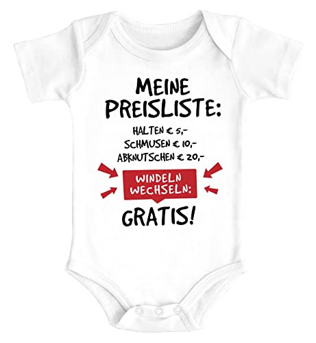 MoonWorks® Baby Body mit Spruch lustig Meine Preisliste Bio-Baumwolle Jungen & Mädchen weiß 6-12 Monate von MoonWorks
