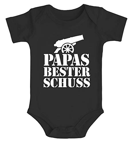 MoonWorks® Baby Body mit Spruch lustig Papas Bester Schuss Kanone Bio-Baumwolle Jungen & Mädchen schwarz 3-6 Monate von MoonWorks