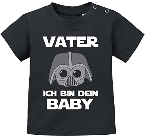 MoonWorks® Baby Kurzarm T-Shirt Vater ich Bin Dein Baby Babyshirt Bio Baumwolle Jungen Mädchen lustig Spruch Shirt schwarz 80/86 (10-15 Monate) von MoonWorks