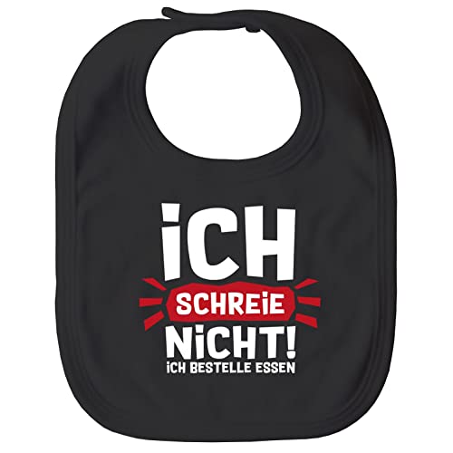 MoonWorks® Baby Lätzchen groß mit Spruch Ich schreie nicht ich bestelle Essen lustige Spüche Babylatz schwarz unisize von MoonWorks