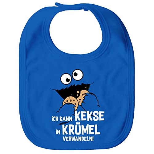 MoonWorks® Baby Lätzchen mit Spruch lustig Ich kann Kekse in Krümel verwandeln Krümelmonster für Jungen und Mädchen blau unisize von MoonWorks