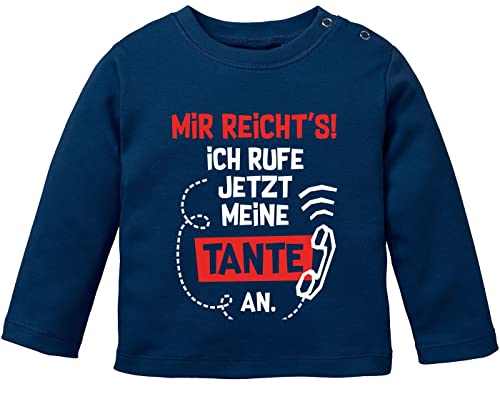 MoonWorks® Baby Langarm-Shirt mit Spruch Tante lustig Mir reichts ich Rufe jetzt Meine Tante an Jungen Mädchen Navy 80/86 (10-15 Monate) von MoonWorks