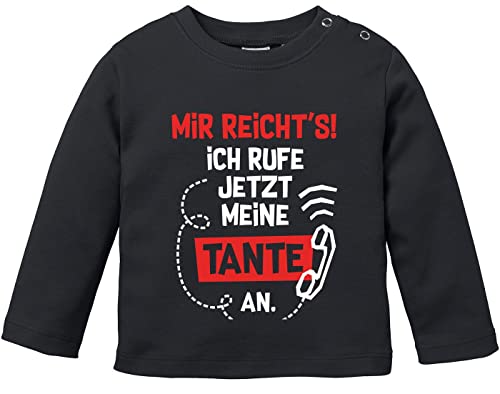 MoonWorks® Baby Langarm-Shirt mit Spruch Tante lustig Mir reichts ich Rufe jetzt Meine Tante an Jungen Mädchen schwarz 92/98 (16-24-Monate) von MoonWorks